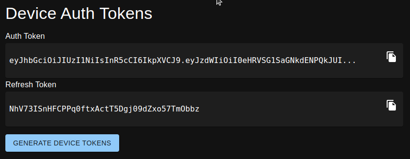 Device Auth Tokens 